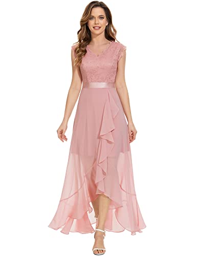 Dressystar Damen Elegant Abendkleider Hochzeit Brautjungfer Vokuhila Kleider Maxilang Prom Dress Partykleid Blush XXL von Dressystar