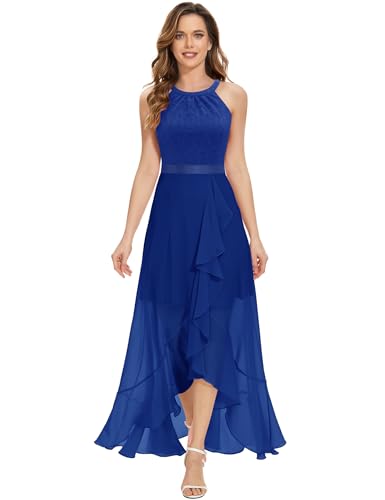 Dressystar Damen Elegant Neckholder Maxi Abendkleider Ärmellos Hochzeit Brautjungfernkleider Partykelid Royalblau L von Dressystar