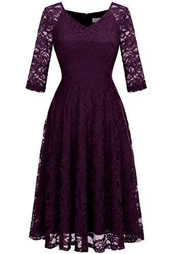 Dressystar Damen Elegant Spitzenkleid Lang Ärmel Hochzeit Festlich Midi Ballkleider Cocktailkleid Traube XXL Dressystar Damen Elegant Spitzenkleid Lang Ärmel Hochzeit Festlich Midi Ballkleider Cocktailkleid Traube XXL von Dressystar