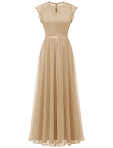 Dressystar Damen Festlich Ballkleid Kurz Ärmeln Hochzeit Maxikleid Brautjungfernkleider Champagne M von Dressystar