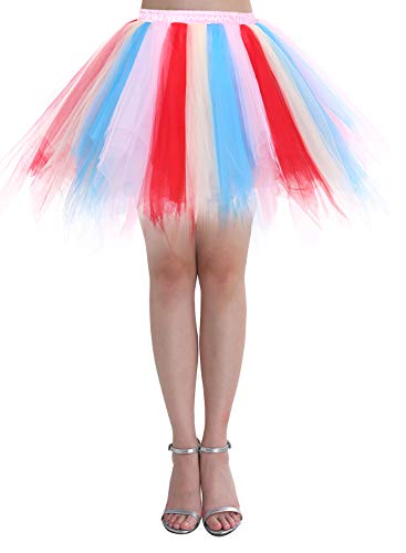 Dressystar Damen Kurz Tüllrock Petticoats Unterrock Rockabilly Tutu Tüll Tanzkleid Ballettrock Blau Champagner Rot S von Dressystar