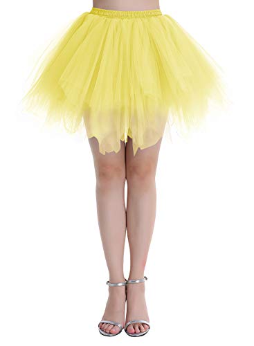 Dressystar Damen Kurz Tüllrock Petticoats Unterrock Rockabilly Tutu Tüll Tanzkleid Ballettrock Gelb L von Dressystar