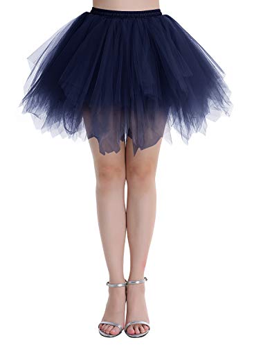 Dressystar Damen Kurz Tüllrock Petticoats Unterrock Rockabilly Tutu Tüll Tanzkleid Ballettrock Marineblau L von Dressystar