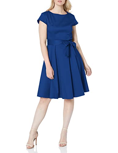 Dressystar Damen Vintage 50er Cap Sleeves Dot Einfarbig Rockabilly Swing Kleider S Royal Blau von Dressystar