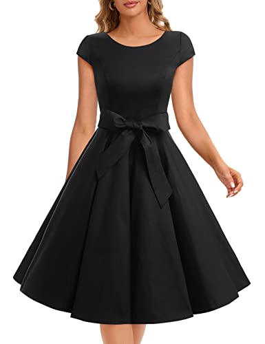 Dressystar Damen Vintage 50er Cap Sleeves Dot Einfarbig Rockabilly Swing Kleider XXL Schwarz Dressystar Damen Vintage 50er Cap Sleeves Dot Einfarbig Rockabilly Swing Kleider XXL Schwarz von Dressystar