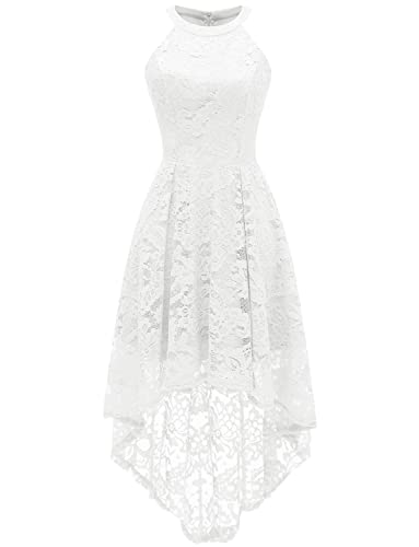 Dressystar Damen Vokuhila Cocktailkleid Spitzen Ballkleider Abendkleid Festliche Hochzeit Kleider Weiß 3XL von Dressystar