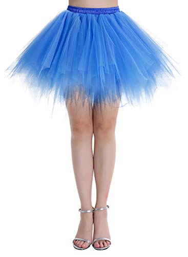 Dressystar LXQC Petticoats Minirock Kurz Unterrock Tutu Unregelmäßig Tüll Damen Mädchen Ballettrock Multi-Schichten Royalblau M von Dressystar