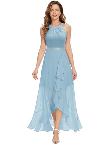 Dressystar Sommerkleid Damen Abendkleider Elegant für Hochzeit Maxi Hochzeitsgäste Brautjungfernkleider Hellblau L von Dressystar