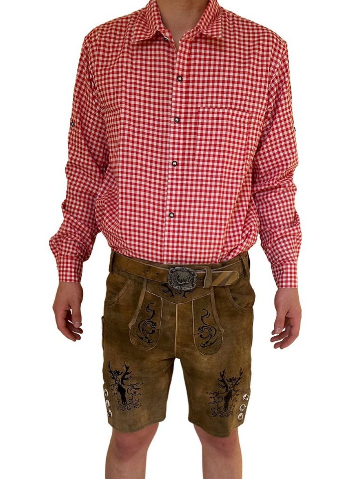 Dretaild Trachtenhemd Kariertes Trachtenhemd Herren Baumwolle Langarm Hemd S - XXXXL von Dretaild