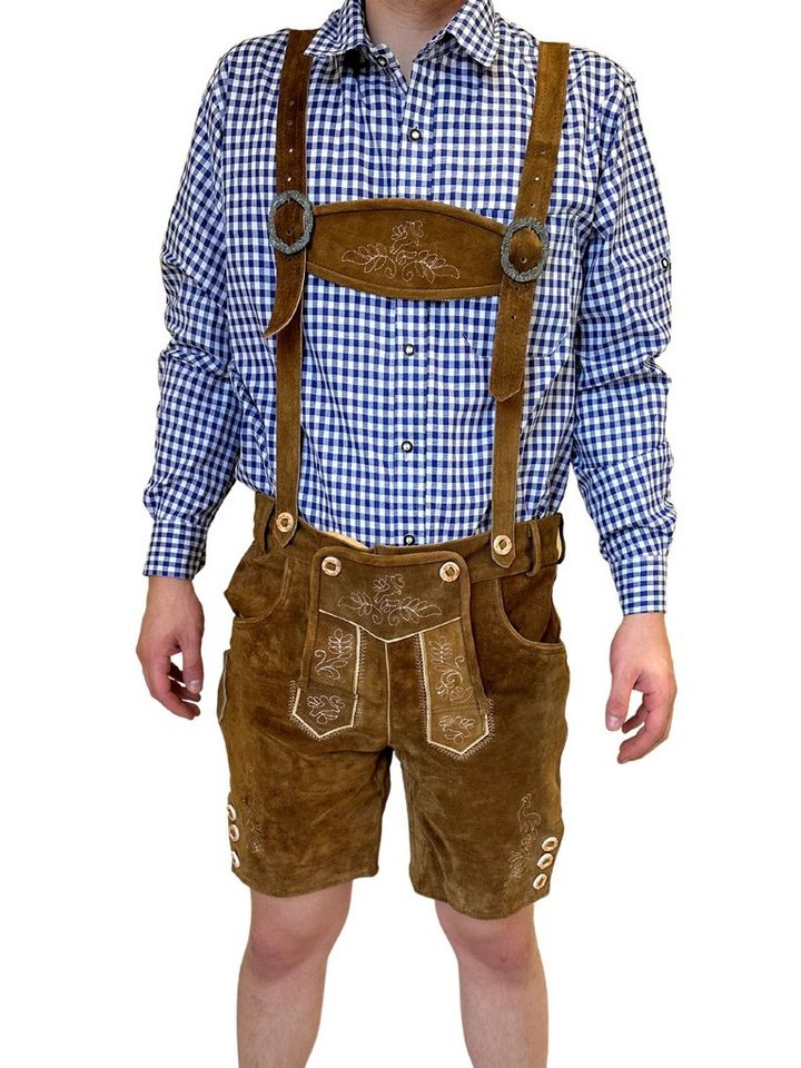 Dretaild Trachtenlederhose Herren Lederhose Tracht Kurz mit Hosenträgern von Dretaild