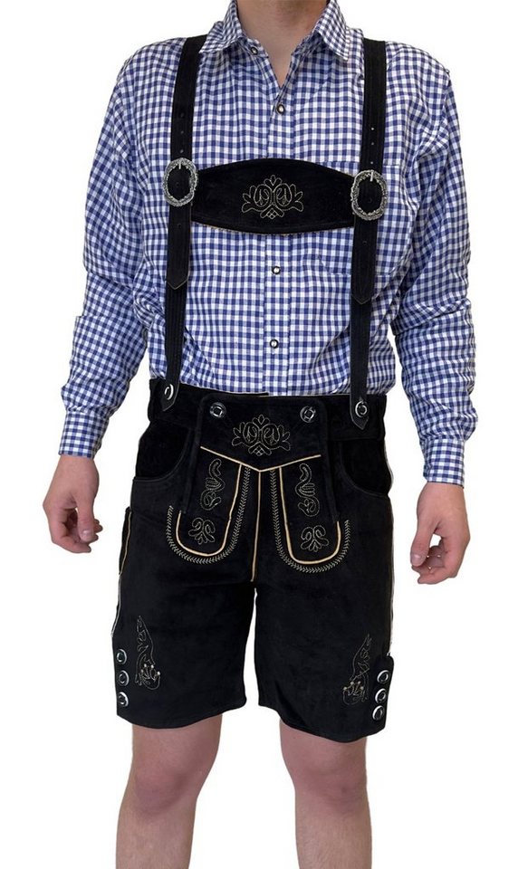 Dretaild Trachtenlederhose Herren Lederhose Tracht Kurz mit Hosenträgern von Dretaild