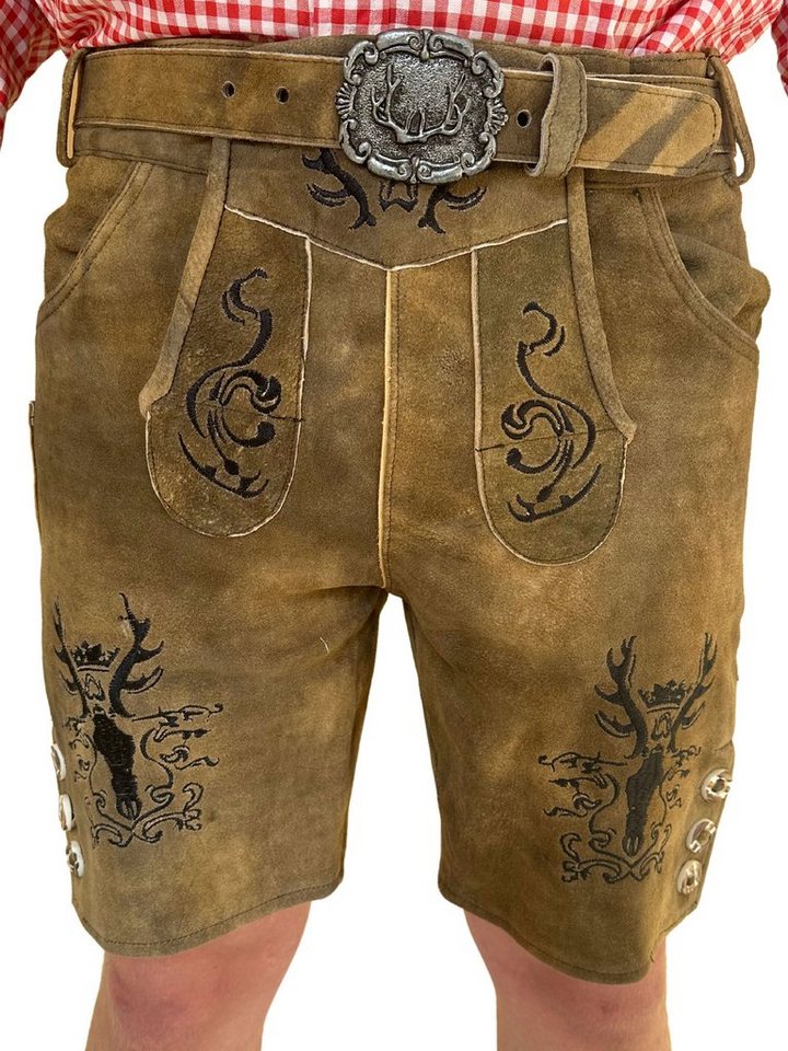 Dretaild Trachtenhose Premium Herren Lederhose Ziegenleder kurz mit von Dretaild