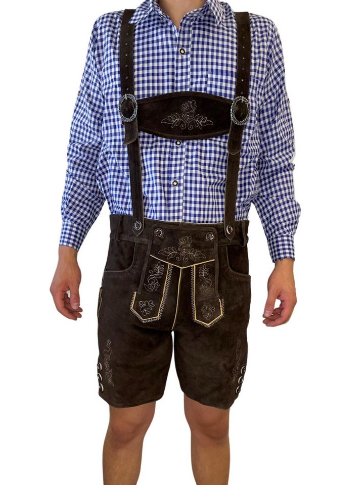 Dretaild Trachtenlederhose Herren Lederhose Tracht Kurz mit Hosenträgern von Dretaild