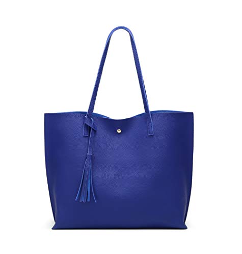 Dreubea Schultertasche Damen aus weichem Kunstleder mit Quasten, Blau (königsblau), Medium von Dreubea