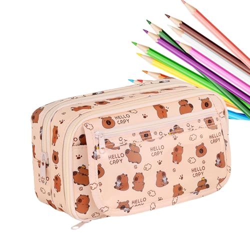 Dreuhuing Ästhetisches Federmäppchen | Tiermuster Schreibwaren Stifttasche | 9 Fächer Kosmetiktasche mit Reißverschluss, Make-up-Tasche, Schulbedarf für Mädchen, Kinder, Aufbewahrungstasche von Dreuhuing