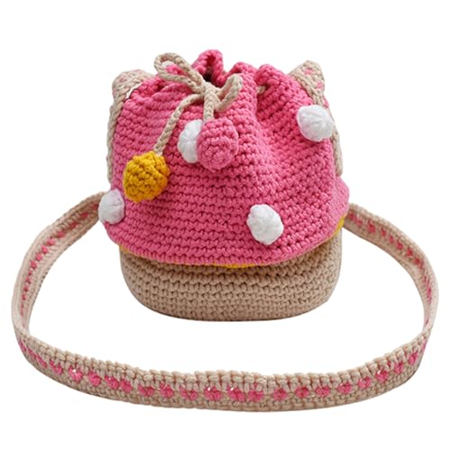 Dreuhuing Pilz Umhängetasche | Messenger Bag | Gestrickte Umhängetasche Gestrickte Münzbörse Multifunktional für Damen, Rose, Refer to Description, Unisex von Dreuhuing