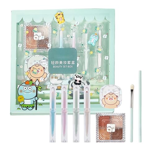 Dreuhuing Reise-Make-up-Set, komplettes Starter-Kosmetikset | Gesichtskosmetik-Set für Damen | Das Make-up-Must-Have-Set enthält eine Lidschattenpalette, einen festen Balsam, einen Augenbrauenstift, von Dreuhuing