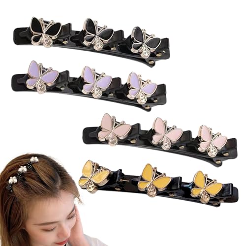 Haarspangen, Geflochtene Strass Haarspangen für Damen und Mädchen, Haarspangen für Zöpfe, Geflochtene mit 3 Minis Haarspangen, Kreative Schmetterling Funkelnde Haarspangen, Haarschmuck von Dreuhuing