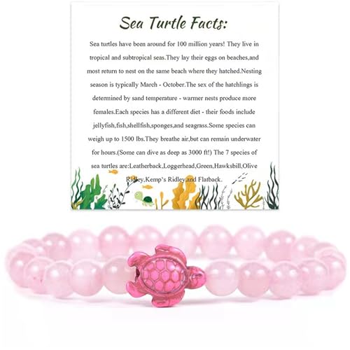 Dreuyet Meeresschildkröten-Armband für Damen, modisch, Natursteine, Perlenarmband, Boho, elastisches Stretch-Armband, Freundschaftsschmuck, Geschenke, Medium, Stein, Kein Edelstein von Dreuyet