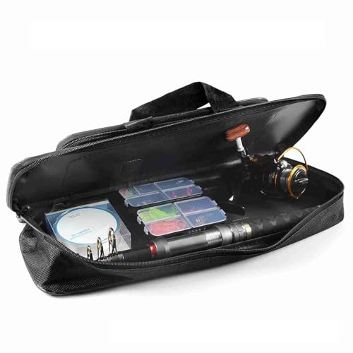 Drfeify Fischereistabkoffer Beutel Kee-resistente Angelfisch-Stange Organizer mit Zwei Reißverschlüssen und Tragegriff für Tragbare Angelgeräte 45 Cm/50 Cm/60 Angelrutenbeutel ANG (60 cm) von Drfeify