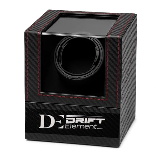 DriftElement® Uhrenbeweger – Eleganter Automatik Uhrenbeweger in Carbon-Optik mit Glasdeckel – Flüsterleise & Stylisch – Für Herren Automatikuhren von DriftElement