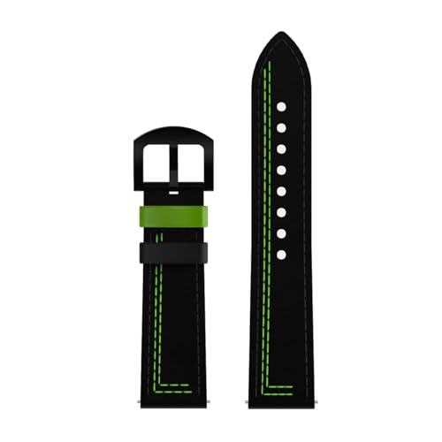 DriftElement Leder Armband | 22 mm Leder Armband Schwarz (Green) von DriftElement