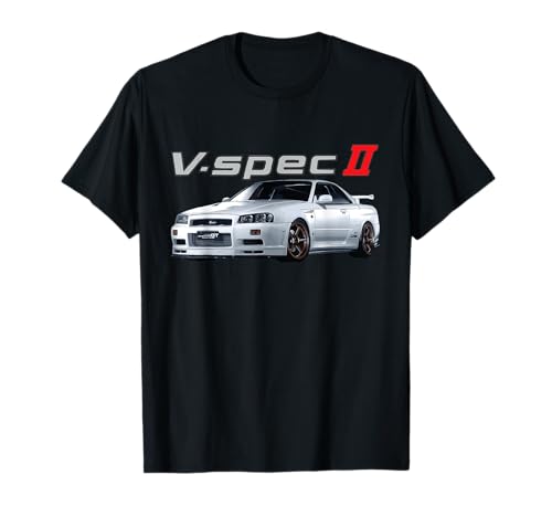 Drifter Design Herren JDM Auto R34 V-SPEC II RB26 Skyline T-Shirt Schwarz S Klassisch Crew-Ausschnitt Kurzarm Winter 1 Count 100% Polyester von Drifter Design