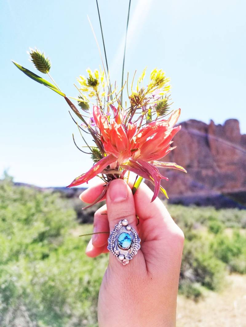 Verstellbarer Türkisring - Türkis Schmuck, Silberring, Handgemachter Südwestlicher Ring, Statement-Ring, Geschenke Für Sie, Versandfertig Verstellbarer Türkisring - Türkis Schmuck, Silberring, Handgemachter Südwestlicher Ring, Statement-Ring, Geschenke Für Sie, Versandfertig von DriftingGypsyDesigns