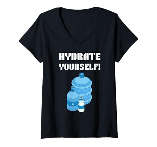 Damen Lustig, hydratisiert und hydratisiert T-Shirt mit V-Ausschnitt Damen Lustig, hydratisiert und hydratisiert T-Shirt mit V-Ausschnitt von Drink Water And H2O Thirsty Workout Apparel