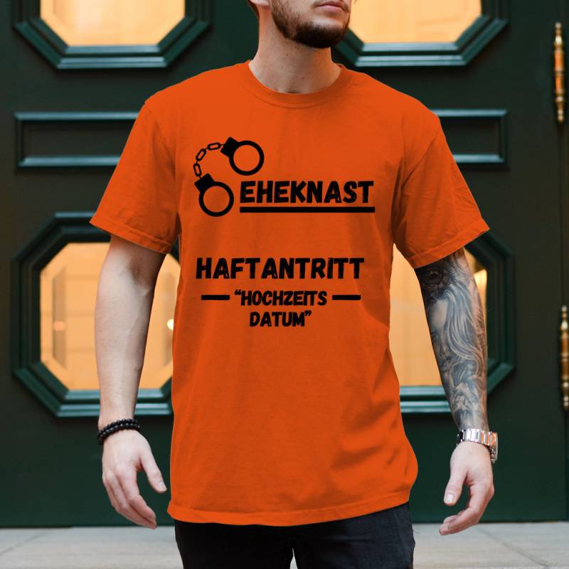 Premium T-Shirt "Jga - Bräutigam Eheknast" | Personalisierbar Hochzeit, Ehe, Witzig, Lustig, Junggesellenabschied Premium T-Shirt "Jga - Bräutigam Eheknast" | Personalisierbar Hochzeit, Ehe, Witzig, Lustig, Junggesellenabschied von DrinkFashion