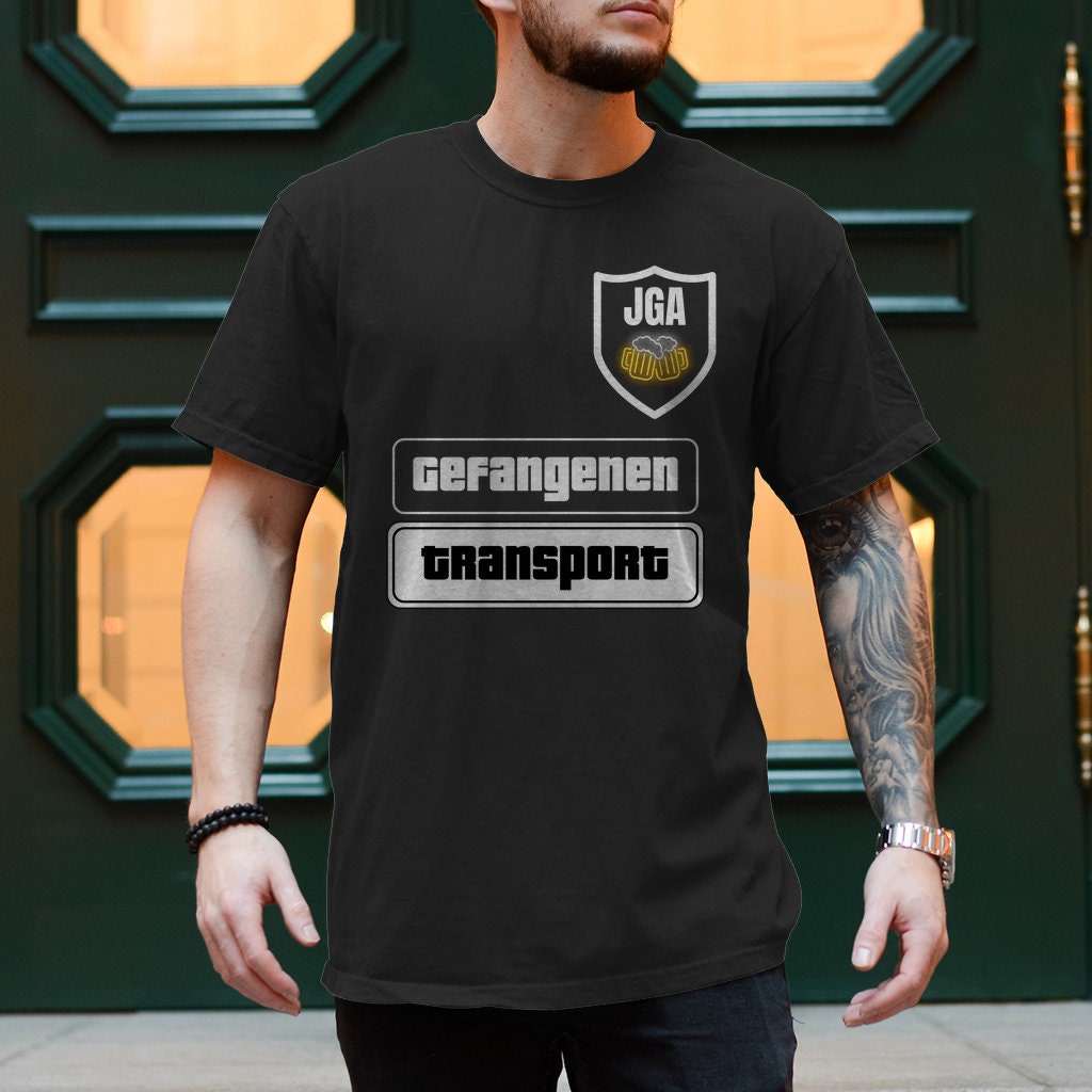 Premium T-Shirt "Jga - Truppe Gefangenen Transport" Bräutigam, Hochzeit, Ehe, Witzig, Lustig, Junggesellenabschied von DrinkFashion
