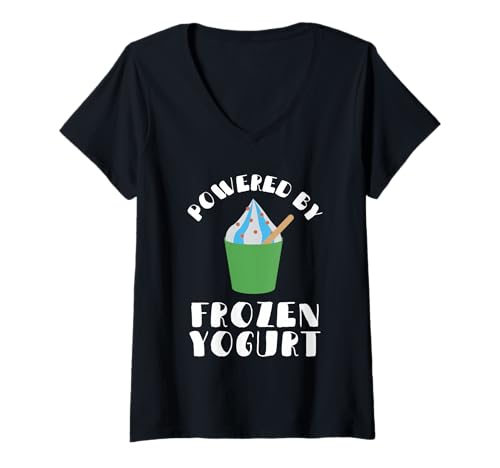 Damen Probiotika Milchprodukte, Frozen Yogurt T-Shirt mit V-Ausschnitt Damen Probiotika Milchprodukte, Frozen Yogurt T-Shirt mit V-Ausschnitt von Drinkable Greek Yogurt Breakfast Apparel