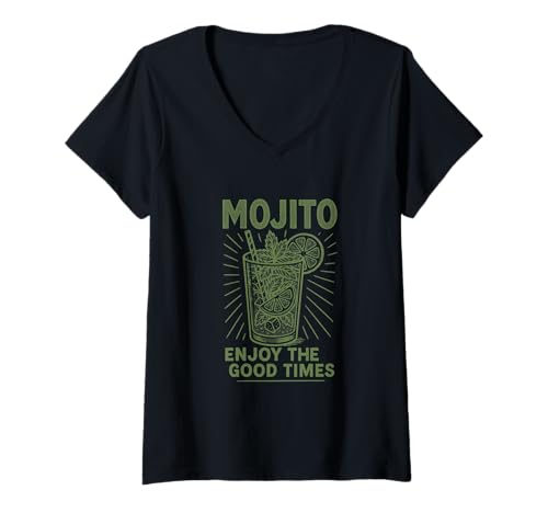 Damen Mojito Enjoy The Good Times Rum Cocktail MOVITO Day Juli 11 T-Shirt mit V-Ausschnitt von Drinkers Gifts