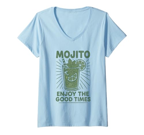 Damen Mojito Enjoy The Good Times Rum Cocktail MOVITO Day Juli 11 T-Shirt mit V-Ausschnitt von Drinkers Gifts