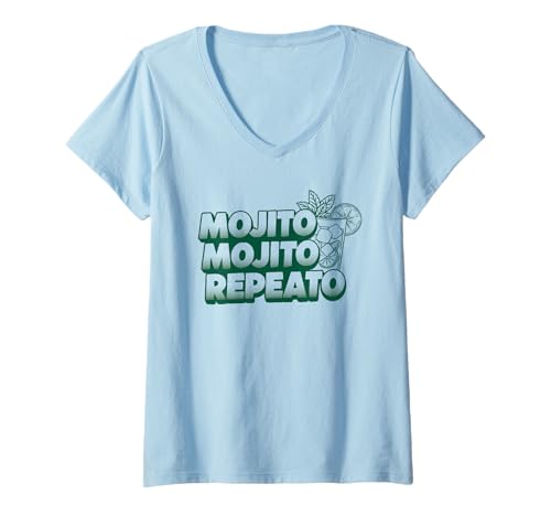 Damen Mojito Repeato Rum Cocktailtrinker Mojito Day 11. Juli T-Shirt mit V-Ausschnitt von Drinkers Gifts
