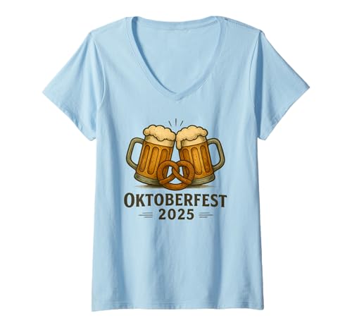 Damen Oktoberfest 2025 Biertrinkgruppe Oktoberfest Party T-Shirt mit V-Ausschnitt Damen Oktoberfest 2025 Biertrinkgruppe Oktoberfest Party T-Shirt mit V-Ausschnitt von Drinking Group Oktoberfest Party Apparel Men Women
