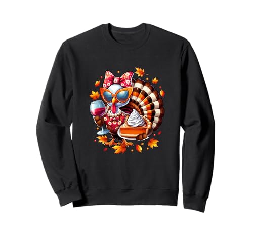 Turkey Bow Tie Sunglasses Drinking Wine Thanksgiving Women Sweatshirt Turkey Bow Tie Sunglasses Drinking Wine Thanksgiving Women Sweatshirt von Drinking Wine Thanksgiving Costume