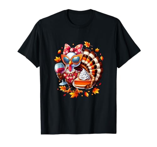 Turkey Bow Tie Sunglasses Drinking Wine Thanksgiving Women T-Shirt Turkey Bow Tie Sunglasses Drinking Wine Thanksgiving Women T-Shirt von Drinking Wine Thanksgiving Costume