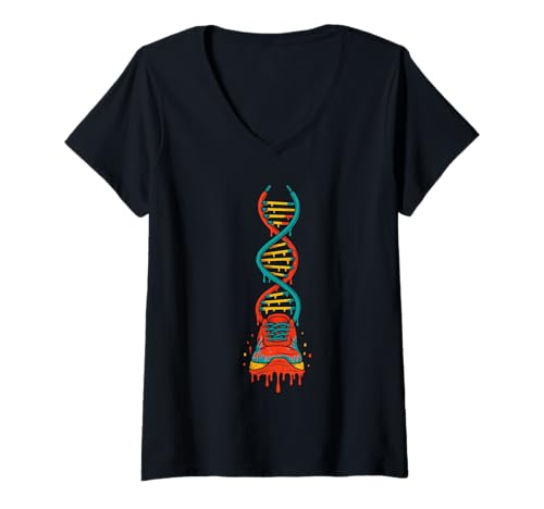 Damen Drip DNA Running Lustiger Läufer, Rennsportler, Marathon-Liebhaber T-Shirt mit V-Ausschnitt Damen Drip DNA Running Lustiger Läufer, Rennsportler, Marathon-Liebhaber T-Shirt mit V-Ausschnitt von Drip DNA Sneaker for Runners and Fitness Fans