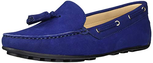 Driver Club USA Damen Echtes Leder, hergestellt in Brasilien, Quaste Slipper, Nubukleder blau, 38.5 EU von Driver Club USA