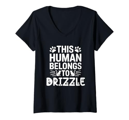 Damen Katzenname Drizzle Human gehört zum Katzennamen Drizzle T-Shirt mit V-Ausschnitt Damen Katzenname Drizzle Human gehört zum Katzennamen Drizzle T-Shirt mit V-Ausschnitt von Drizzle Cat Name GIfts