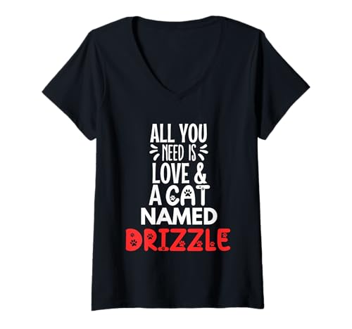 Damen Nieselregen Design mit Katzennamen – All You Need is Love! T-Shirt mit V-Ausschnitt Damen Nieselregen Design mit Katzennamen – All You Need is Love! T-Shirt mit V-Ausschnitt von Drizzle Cat Name Gifts