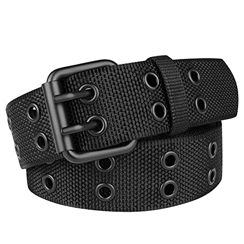 Drizzte Männer Gürtel Übergröße Nietengürtel Disco Stoffgürtel Unisex Damen und Herren Schwarz 100cm Drizzte Männer Gürtel Übergröße Nietengürtel Disco Stoffgürtel Unisex Damen und Herren Schwarz 100cm von Drizzte