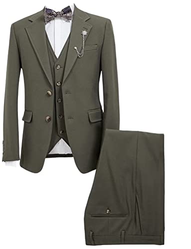 Drkobr Herren Dreiteiliger Anzug Klassische Passform Smoking Formelle Hochzeit Jacke Weste und Hose von Drkobr