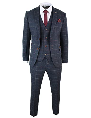 Drkobr Herren Fischgräten Karierter Anzug 3 Stück Set Formale Abschlussball Jacke Weste und Hose Drkobr Herren Fischgräten Karierter Anzug 3 Stück Set Formale Abschlussball Jacke Weste und Hose von Drkobr