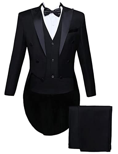 Drkobr Herren Formeller Frack 3-Teiliger Anzug Abschlussball Hochzeit Jacke Weste Hose Maßgeschneiderter Smoking Drkobr Herren Formeller Frack 3-Teiliger Anzug Abschlussball Hochzeit Jacke Weste Hose Maßgeschneiderter Smoking von Drkobr