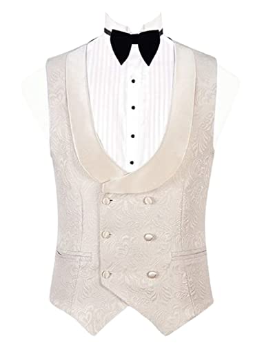 Drkobr Herren Jacquard Anzugweste Zweireihig Blume Paisley Hochzeitsessen Weste von Drkobr