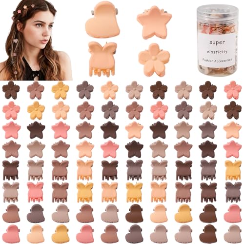 Drnytunk Kleine Haarspangen, Mini-Haarspangen, Mini-Haarklammern für Damen und Mädchen, niedliche Haarspangen für dünnes, feines Haar, gemischte Stile, starker Halt, Haar-Accessoires, warmer Kaffee, von Drnytunk