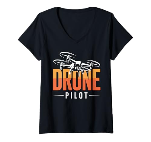 Damen Drone Pilot Drohnenfliegen Geschenkidee T-Shirt mit V-Ausschnitt von Drohnenfliegen Pilot Quadrocopter Liebhaber