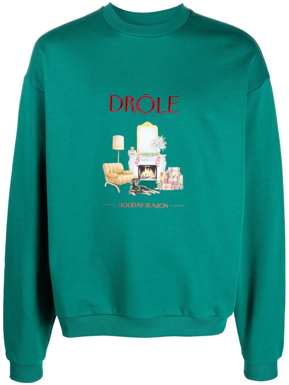 Drôle De Monsieur Sweatshirt mit Logo-Stickerei - Grün von Drôle De Monsieur